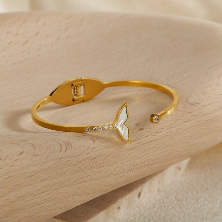 Bratara inox Sirena cu zirconii si abalone [7]