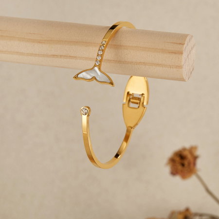 Bratara inox Sirena cu zirconii si abalone [2]