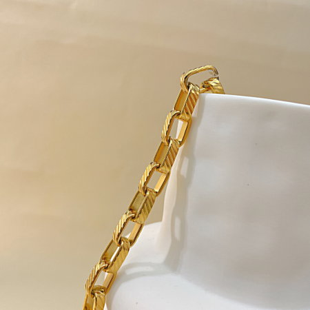 Bratara inox Unisex cu zale geometrice placata cu aur de 18 k – Stil modern si eleganta metalica [6]