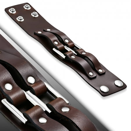 Bratara lata eleganta din piele maro cu capse - BSL0152 [1]