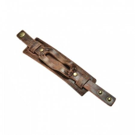 Bratara lata din piele naturala maro, reglabila (cu capse) - BSTF0014 [2]