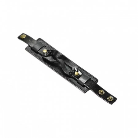 Bratara lata din piele naturala neagra cu capse - BSTF0015 [1]