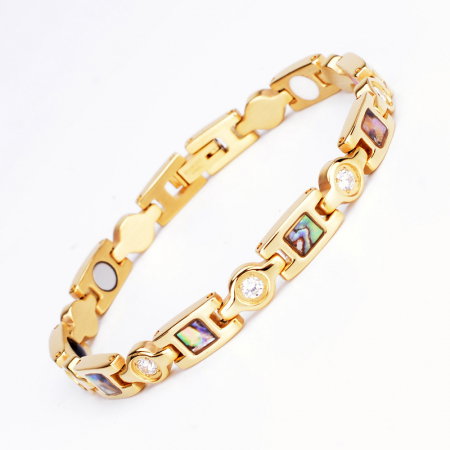 Bratara magnetica din inox cu abalone si zirconii [0]