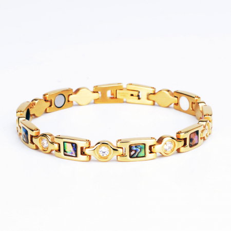 Bratara magnetica din inox cu abalone si zirconii [1]