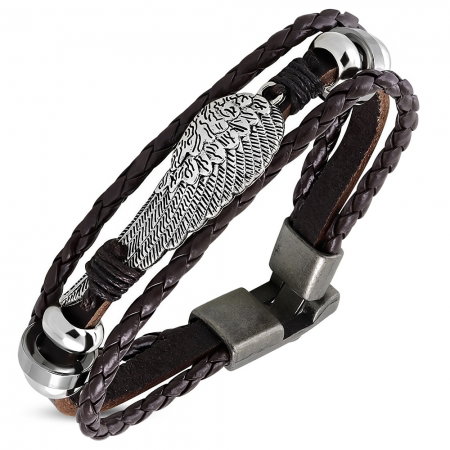 Bratara piele maro cu aripa - Be Protected BSL3336 [0]