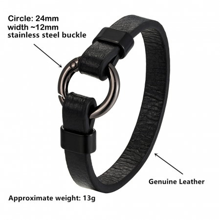 Bratara neagra din piele naturala cu inchizatoare inox auriu [1]