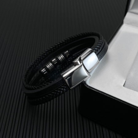 Bratara piele cu elemente din inox [6]