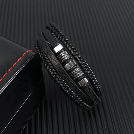 Bratara piele cu elemente din inox [2]