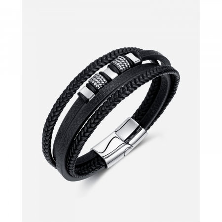 Bratara piele cu elemente din inox [14]
