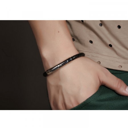 Bratara piele naturala impletita cu inchizatoare din inox [1]