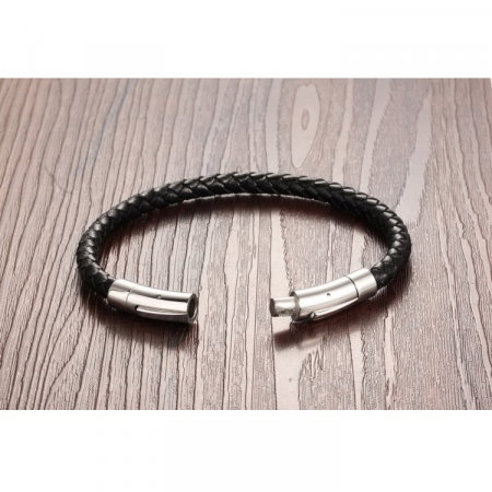 Bratara piele naturala impletita cu inchizatoare din inox [3]