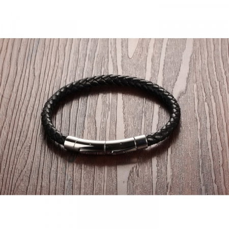 Bratara piele naturala impletita cu inchizatoare din inox [4]