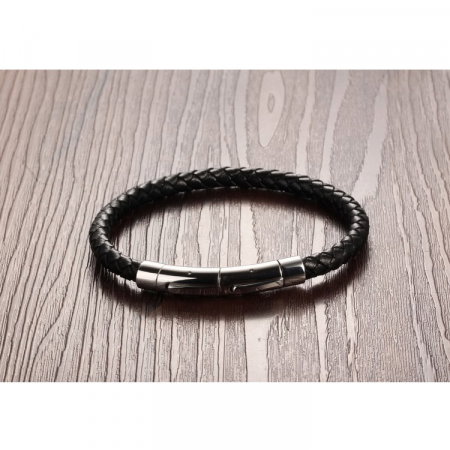 Bratara piele naturala impletita cu inchizatoare din inox [7]