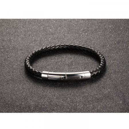 Bratara piele naturala impletita cu inchizatoare din inox [5]