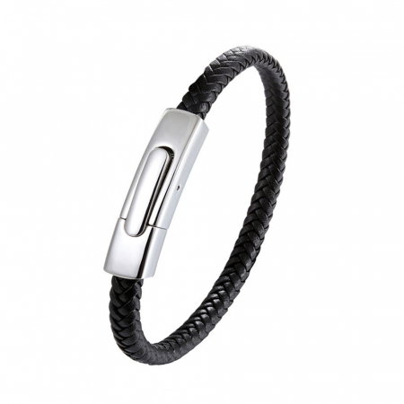Bratara piele naturala impletita cu inchizatoare din inox