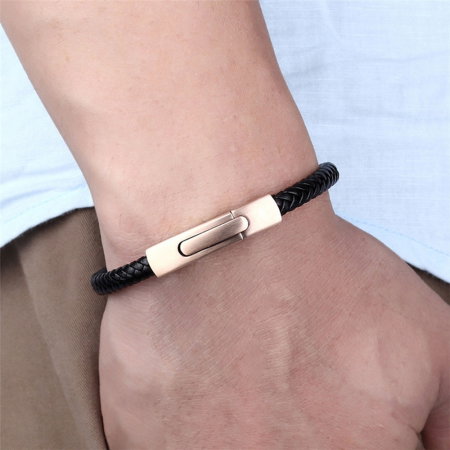 Bratara piele naturala impletita cu inchizatoare din inox [1]