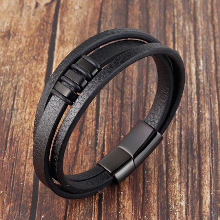 Bratara piele naturala si elemente din inox [5]