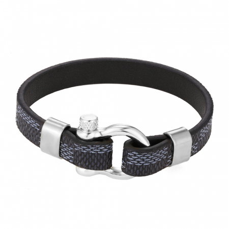 Bratara piele naturala imprimata cu inchizatoare din inox cu surub