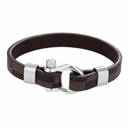 Bratara piele naturala imprimata cu inchizatoare din inox cu surub