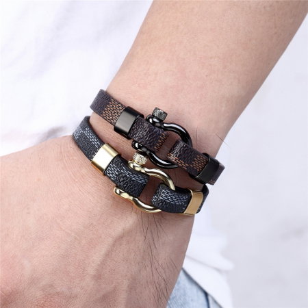 Bratara piele naturala imprimata cu inchizatoare din inox cu surub [1]