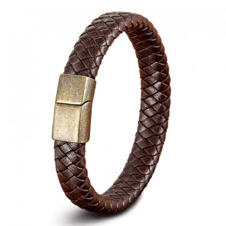 Bratara piele naturala si catarama inox antichizat