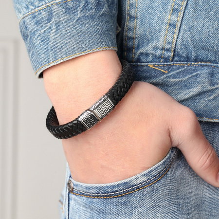 Bratara piele naturala si inox Eleganta [1]