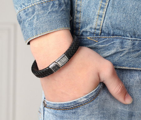 Bratara piele naturala si inox Eleganta [3]