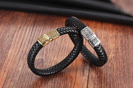 Bratara piele naturala si inox Eleganta [3]