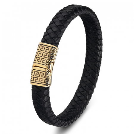 Bratara piele naturala si inox Eleganta