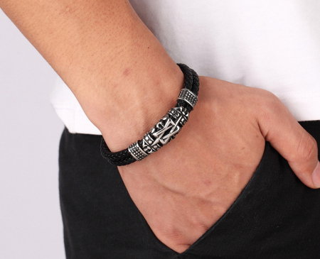 Bratara piele naturala si inox Steaua lui David [4]