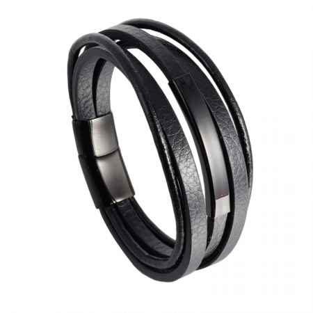 Bratara piele naturala Simplicity cu placuta si inchizatoare din inox