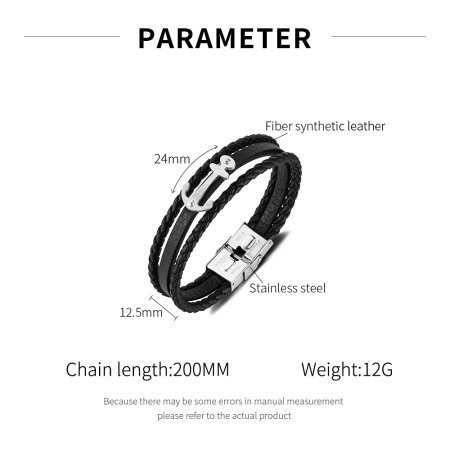 Bratara piele neagra cu ancora din inox – Simbol al stabilitatii si increderii [5]