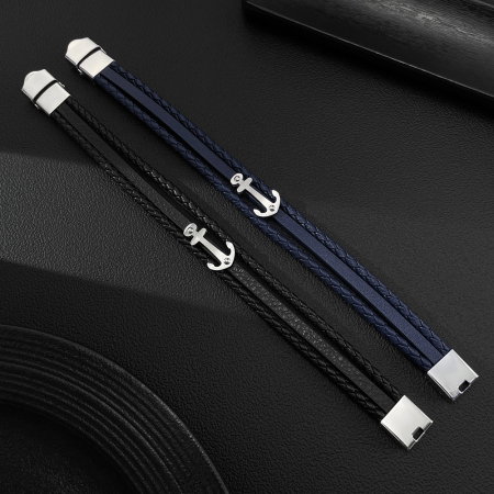 Bratara piele neagra cu ancora din inox – Simbol al stabilitatii si increderii [8]