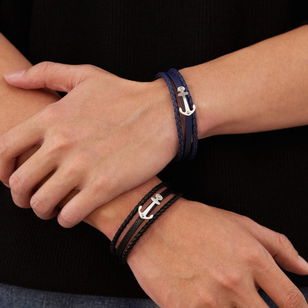 Bratara piele neagra cu ancora din inox – Simbol al stabilitatii si increderii [3]