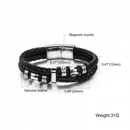 Bratara piele naturala cu elemente si inchizatoare din inox [3]