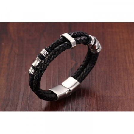 Bratara piele naturala cu elemente si inchizatoare din inox [7]