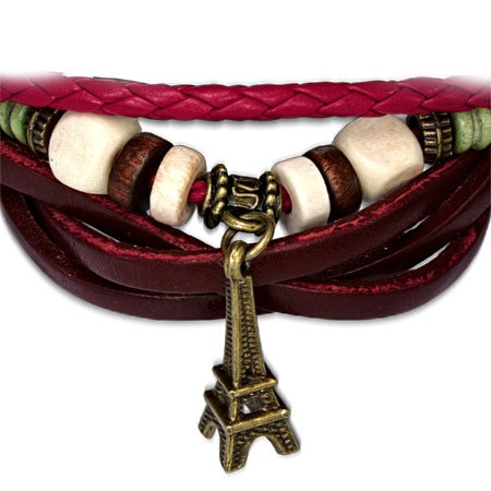 Bratara piele rosie cu Turnul Eiffel [1]