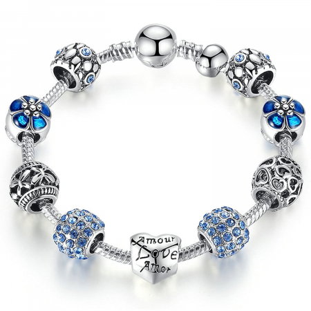 Bratara fantezie BeSpecial BSTF0002 placata cu argint, cu talismane albastre [5]