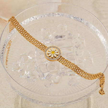 Bratara plasa inox reglabila cu margareta [13]