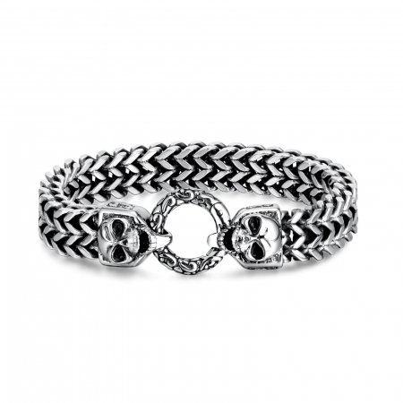 Bratara plata din inox cu cranii [0]