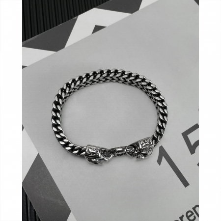 Bratara plata din inox cu cranii [2]