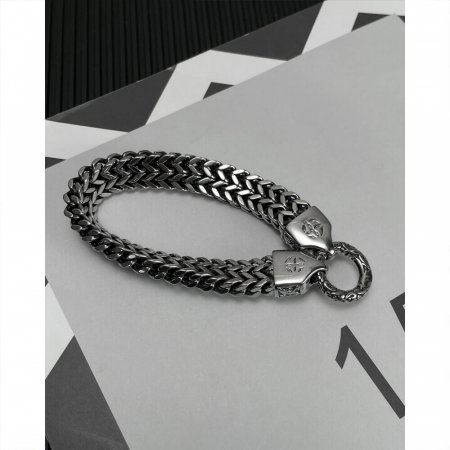 Bratara plata din inox cu cranii [4]