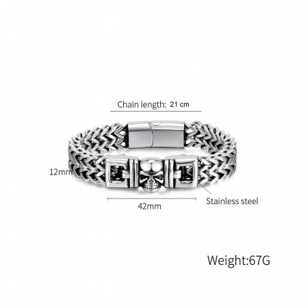 Bratara plata din inox cu craniu [4]