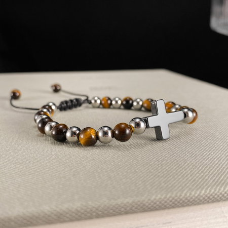 Bratara reglabila cu Ochi de Tigru si Cruce Neagra – Protectie si Echilibru [5]