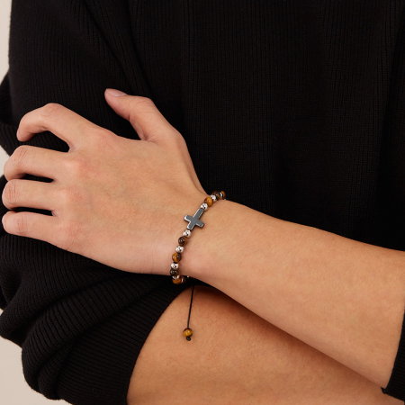 Bratara reglabila cu Ochi de Tigru si Cruce Neagra – Protectie si Echilibru [1]