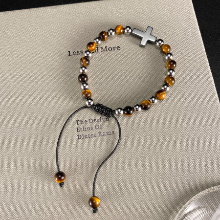 Bratara reglabila cu Ochi de Tigru si Cruce Neagra – Protectie si Echilibru [11]