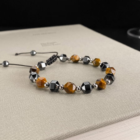 Bratara reglabila cu Ochi de Tigru si Hematit – Energie, Protectie si Echilibru [3]