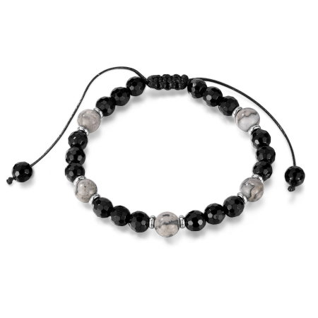 Bratara reglabila cu Onix si Howlit – Echilibru si Protectie Energetica