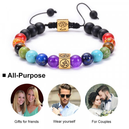 Bratara reglabila cu pietre semipretioase si accesorii cubice BLA156 [8]