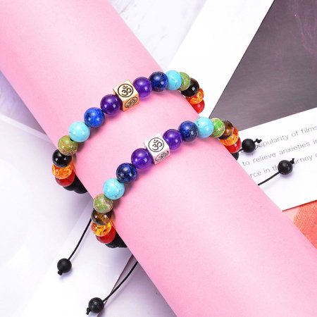 Bratara reglabila cu pietre semipretioase si accesorii cubice BLA157 [1]